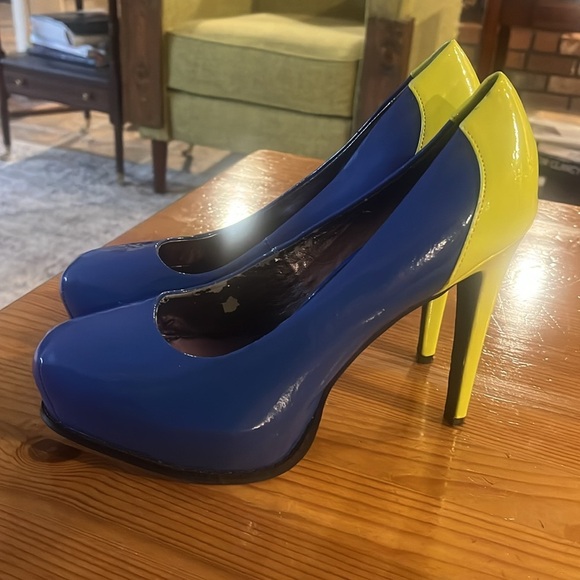 Simply Vera Vera Wang | Cobalt Blue Lime Green Platform Pump Heels 8.5 - Picture 3 of 10